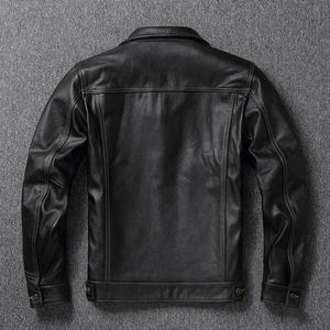 Veste en cuir coupe-vent épaisse à manches longues et à col montant de haute qualité pour hommes - Product Image 3