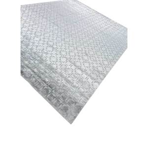 Tapis en laine et soie de bambou noué à la main bleu azalée, motif géométrique en losanges, pour salon, couloir, usage domestique - AIWB-13024 - Product Image 2