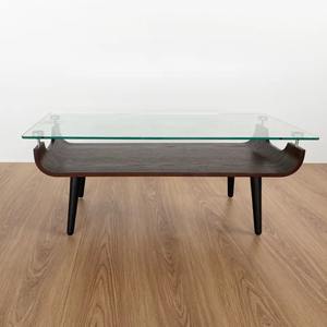 Muebles de sala de estar de diseño contemporáneo, mesa de centro natural de madera curvada de vidrio para uso doméstico - Product Image 4