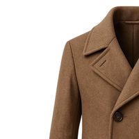 Manteau long d'hiver pour homme en laine mélangée, à double boutonnage, avec col à revers et poches latérales, couleur camel kaki, OEM