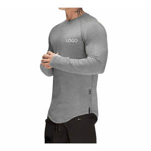 Camisetas DE TRABAJO atléticas para gimnasio para hombre 100% algodón de secado rápido transpirable Slim Fit manga larga diseño elástico letra para correr trabajo - Product Image 1