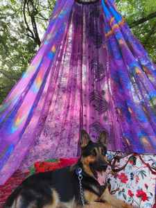 Boho Purple Garden Canopy Saree <b>Tent</b> Luxury Outdoor Bed Canopy Backdrop for Weddings Gypsy Hippie Decor Meditation <b>Room</b> Glamping - Product Image 6