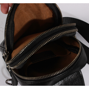 Sac de poitrine pour homme en cuir de vachette véritable, sac bandoulière vintage portable et imperméable, élégant pour téléphone portable - Product Image 6