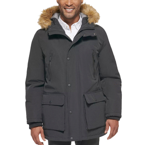 Casual Puffer Long Overcoat Men Woolen Fabric Fox <b>Fur</b> <b>Trim</b> Winter Streetwear Padded Jacket Spandex/Polyester Blend - Product Image 3