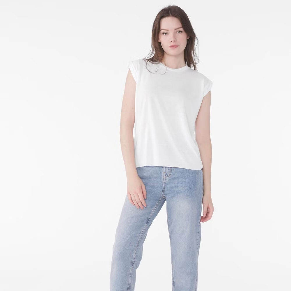 Bella Canvas Women's Flowy Muscle T Shirt with Rolled Cuffs