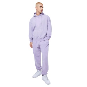 Survêtement de sport pour homme grande taille avec logo personnalisé, manches longues, 100% coton molletonné, séchage rapide, taille élastique, respirant, léger - Product Image 1