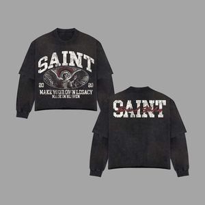 Men's 300 Gsm Double-Layer Oversized Acid Wash DTG T-<b>Shirt</b> Custom Graphic <b>100</b>% Cotton Terry Long Sleeve Made <b>Polyester</b>/Cotton - Product Image 6