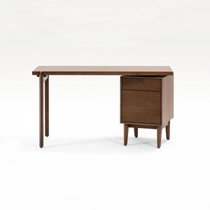 Natural Brown Solid Wood Rectangular Writing <b>Desk</b> Space-Saving Nordic Design <b>Compact</b> Computer <b>Desk</b> with 1-Year Warranty - Product Image 3