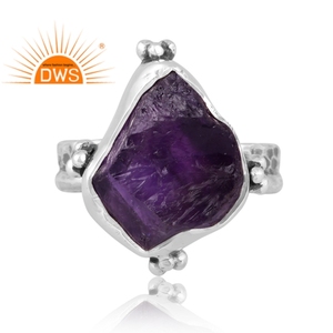 Latest Design Oxidized Sterling <b>Silver</b> Natural Rough Amethyst Gemstone <b>Statement</b> <b>Ring</b> Jewelry For Women Gift For Her - Product Image 2