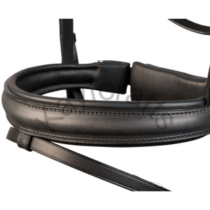 Bride de dressage plate Florenz noire avec muserolle Comfort XS et pierres Crystal Swarovski Rivoli - Product Image 3