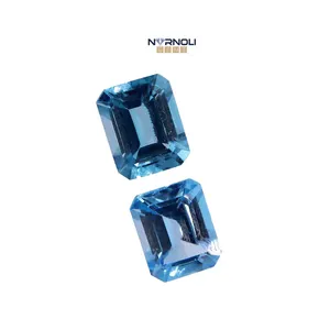 Vincitore del premio topazio blu semiprezioso coppia di 2 pietre preziose smeraldo naturale fornitore di ottagono sfaccettato 10X8 Mm gemme taglio smeraldo