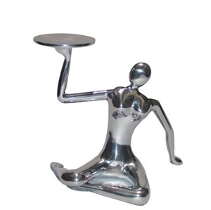 Par artístico SIVING sentado ESTATUA Aluminio Metal Escultura abstracta Estatua Decoración moderna para el hogar Interiores de lujo perfectos y de moda - Product Image 2