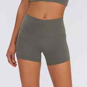 Pantalones cortos de yoga suaves de cintura alta con logotipo personalizado para niñas, mallas deportivas de gimnasio sin costuras con cintura ancha para entrenamiento sin peso - Product Image 5