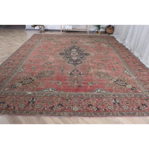 Vintage Turkish <b>Runner</b> Rug 0.8x12.6 ft, <b>Red</b> Ikat Rug Wool - Product Image 2