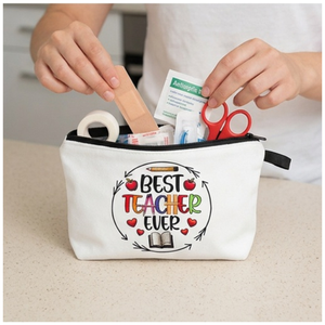 Bolsa de cosméticos con cremallera para maquillaje, estuche de artículos de tocador con diseño de H para regalo y uso escolar, 22x13,5 cm - Product Image 4