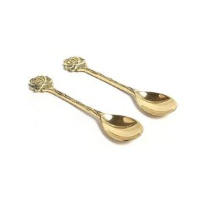 Cuillère à café à fleurs unique en laiton pour la vente en gros Cuillère à couverts à fleurs en laiton de bonne qualité pour la cuisine et la table à faible coût - Product Image 1