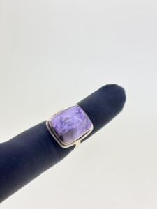 Meilleure vente en vrac qualité fabricant de bijoux naturel Charoite forme carrée Cabochon pierres précieuses solide 925 bagues en argent Sterling - Product Image 4