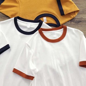 Camiseta Ringer Personalizada para Hombre, Tejida, Transpirable, de Manga Corta, Color Sólido, 100% Algodón, Tallas Grandes, con Logotipo Bordado e Impreso - Product Image 2