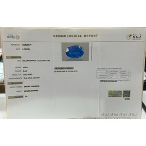 บลูแซฟไฟร์ 4.26 กะรัต พลอยธรรมชาติทรงรีเจียระไน โอปอล ออนิกซ์ อะความารีน หยก พลอยรูปทรงลูกแพร์ สูง 8 มม. - Product Image 4