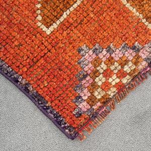 Vintage Turkish <b>Rug</b>, 2.8x7.7 ft <b>Runner</b> <b>Rug</b>, Orange White Solid Wool <b>Rug</b> - Product Image 4