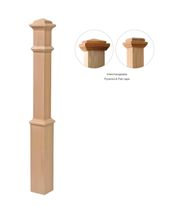 4191P Poplar <b>Wood</b> Top Box Newel <b>Post</b> Interchangeable Pyramid Flat <b>Caps</b> <b>for</b> Indoor Outdoor Staircase Solid <b>Wood</b> EFS Viet Nam - Product Image 4