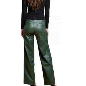 Pantalones de cuero para mujer de alto rendimiento, leggings de cuero genuino suave, duraderos y a la moda. - Product Image 3