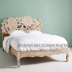 เตียงราชาไม้แข็งแบบพรีเมี่ยมแกะสลักเฟอร์นิเจอร์พับได้สำหรับห้องนอนห้องนั่งเล่นในบ้านหรูหราทันสมัย - Product Image 4