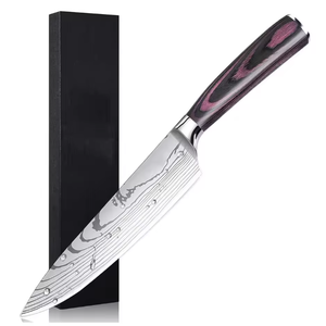 Cuchillo de Chef Profesional de 8 Pulgadas de Acero de Damasco con Mango de Madera, Ecológico, Ambidiestro, Apto para Lavavajillas, Cocina Moderna - Product Image 1