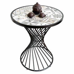 Contemporary Round Living Room <b>Coffee</b> <b>Table</b> CFD68148 with Ceramic Top and Iron <b>Legs</b> Stylish Decorative Furniture - Product Image 1