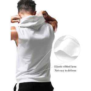 Sweat à capuche sans manches pour hommes Gym Fitness Chemise à capuche à logo personnalisé Pullover Muscle Vêtements de sport à séchage rapide - Product Image 6