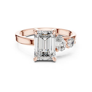 Bague en or blanc 14 carats pour femme avec diamant rond de laboratoire |   Bague de soirée |   Nouveau diamant cultivé - Product Image 2