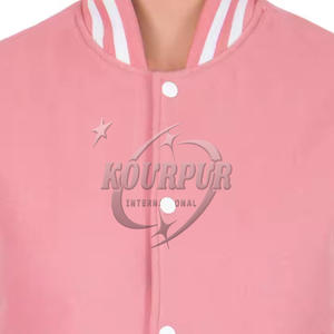 Vente en gros de vestes universitaires 100% coton rose blanc à la mode pour femmes col montant Logo avant Offre Spéciale vêtements d'extérieur à la mode pour l'hiver - Product Image 5