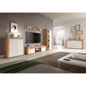 Set Moderno per Soggiorno Aosta Design Tedesco X62K6W03 in Truciolato Melaminico Rovere Wotan 235x159x35cm Europa - Product Image 4