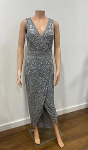 Tulipe Dames Élégant Antistatique Maxi-Longueur A-ligne Robe De Cocktail Respirant Poly-Mesh Découpe Col En V Perles Perles - Product Image 2