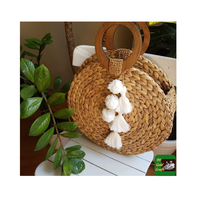 Sacs tendance en jacinthe d'eau, style bohème traditionnel, sac de voyage en paille de jonc de mer pour l'été, avec cordon en soie et logo personnalisé