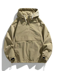 Chaqueta Cortavientos Reversible con Capucha y Cuello Alto de Lona Recubierta para Hombre, Estilo Moderno, Logotipo Frontal, Venta al por Mayor, la Mejor Calidad - Product Image 3