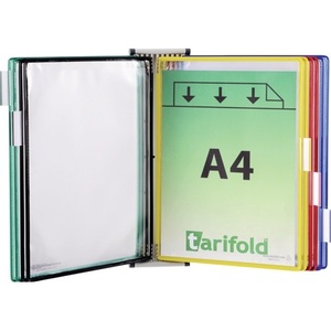Display Shelves Wall Mount for 5 Assorted Colored Wire Frame Panels <b>Plastic</b>-Coated Fits DIN A4 Tariff <b>Folders</b> - Product Image 1