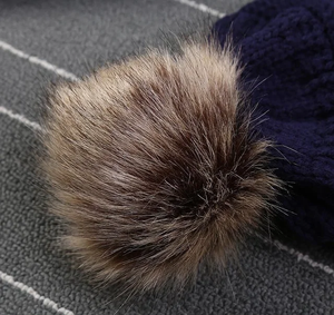 Custom Women's Casual Winter Beanie Handmade Soft Thick Warm Knitted Pom Pom Adult Fashion <b>Accessory</b> - Product Image 2