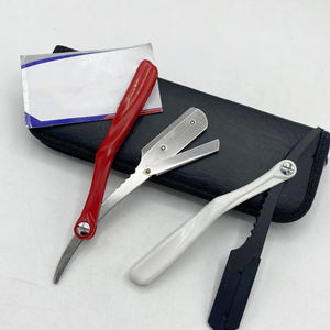 Vente en gros de haute qualité poignée en plastique PVC blanc rasoir de barbier professionnel rasoir droit durable - Product Image 2