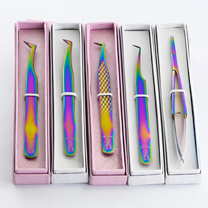 Nouvelle pince à épiler professionnelle pour extensions de cils en fibre, 45 degrés, pour volume, avec poignée diamant, outil pour faux cils, pour des yeux plus grands - Product Image 2