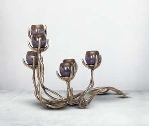 Multi T-light support votif en verre gris brillant avec base en aluminium fini or Nouveau design de luxe pour mariage et décoration intérieure - Product Image 4