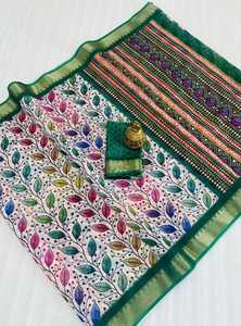 Balajiexport 100% coton Saree soie Blouse Unique numérique imprimé pour les mariages fête fête porter des vêtements indiens pakistanais - Product Image 4