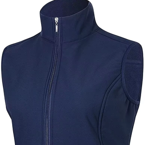 Custom Blue Softshell impermeable transpirable mujeres correr chaleco para adultos Stand Collar cremallera cierre OEM Logo - Product Image 1