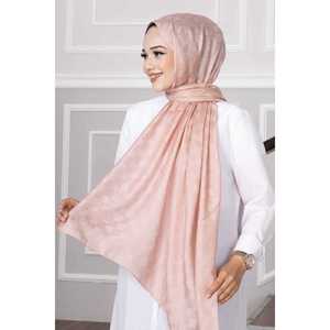 Hijab en polyester à motif à carreaux rose poudré - Product Image 1