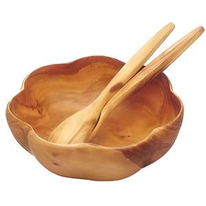 Ensemble de saladiers en bois écologiques avec cuillère et fourchette pour une alimentation saine et une utilisation en cuisine, pour la table à manger de la cuisine - Product Image 1