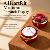 Boîte à bijoux AYOYO à ouverture automatique avec rose surprise, boîte à bijoux avec fleur préservée, cadeau pour la Saint-Valentin