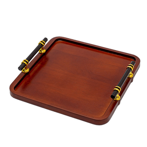 Plateau de service moderne en bois avec poignée en métal, parfait pour la salle à manger et comme accessoire de cuisine, ustensiles de cuisine, accessoires de restaurant - Product Image 4