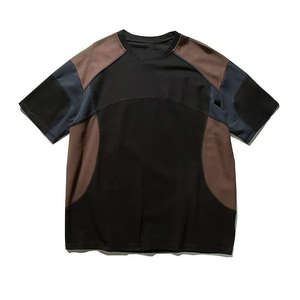 Camisetas blancas informales de punto liso de manga corta con varios paneles para hombre de la mejor calidad Spandex/estilo callejero de algodón a la moda - Product Image 4