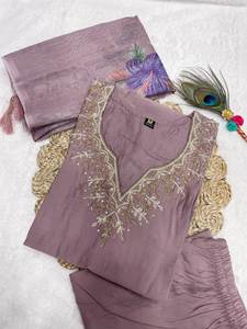 ชุดเดรสยาวผ้าไหมลายปากีสถานทำมือล่าสุดสำหรับงานเลี้ยงงานแต่งงาน - Product Image 4