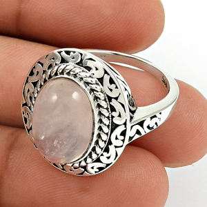 Natural Rose Quartz Gemstone 925 Sterling Silver Oval Shape Chunky <b>Ring</b> for Woman <b>Girls</b> Handmade Fine Jewelry Bulk Suppliers - Product Image 1